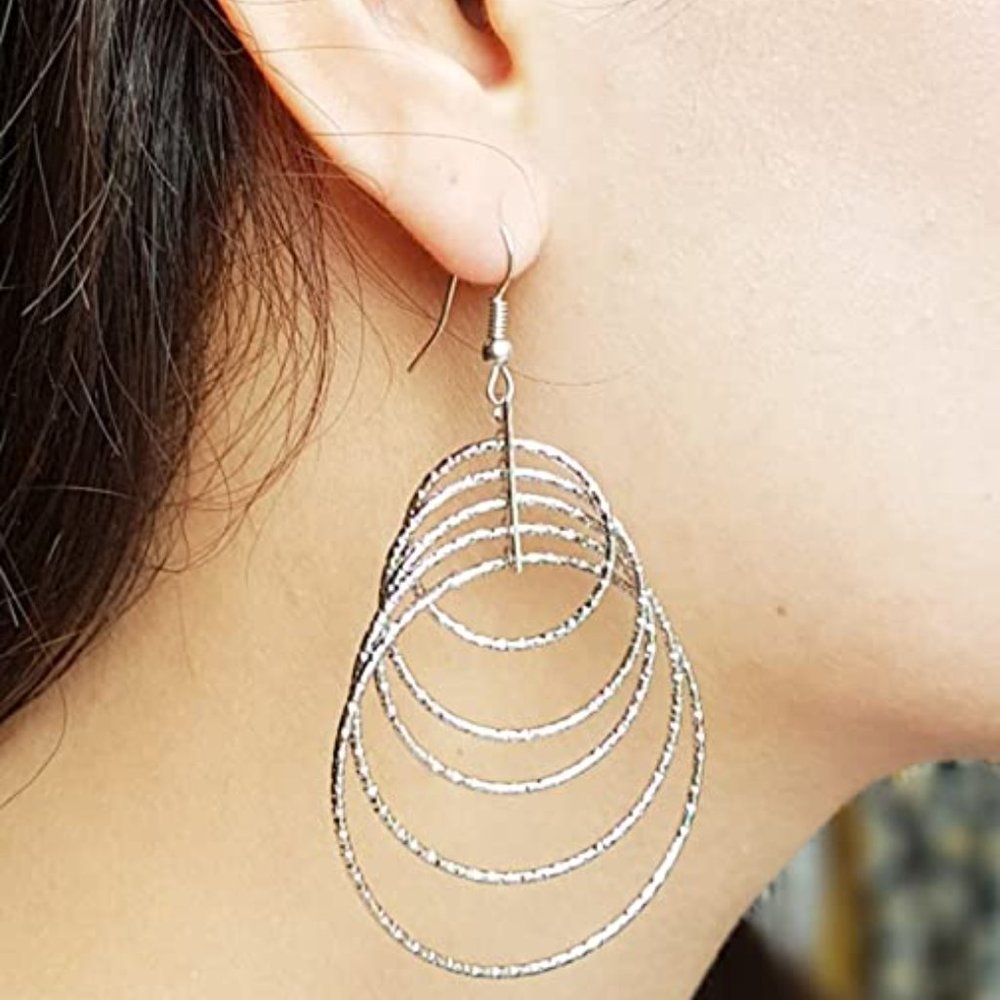 2 pairs  multi hoop diamond cut GORGEOUS earrings